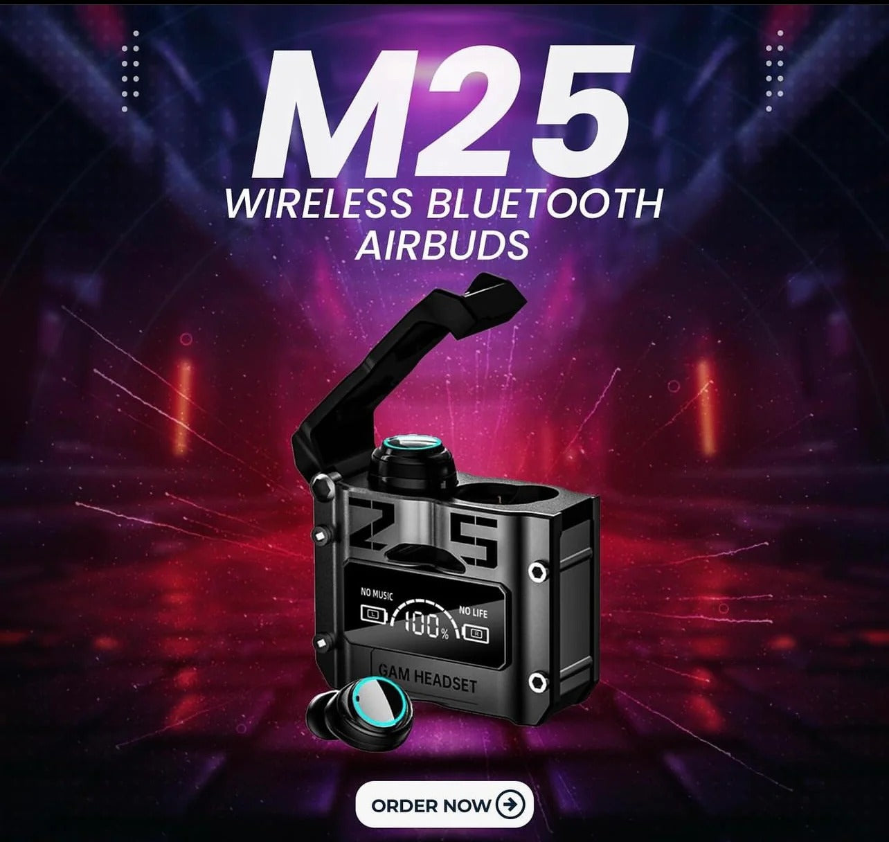 M25 Wireless Earbuds with Mini Power Bank – Ultimate Sound, Anytime, Anywhere