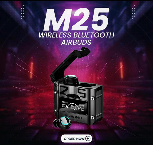M25 Wireless Earbuds with Mini Power Bank – Ultimate Sound, Anytime, Anywhere