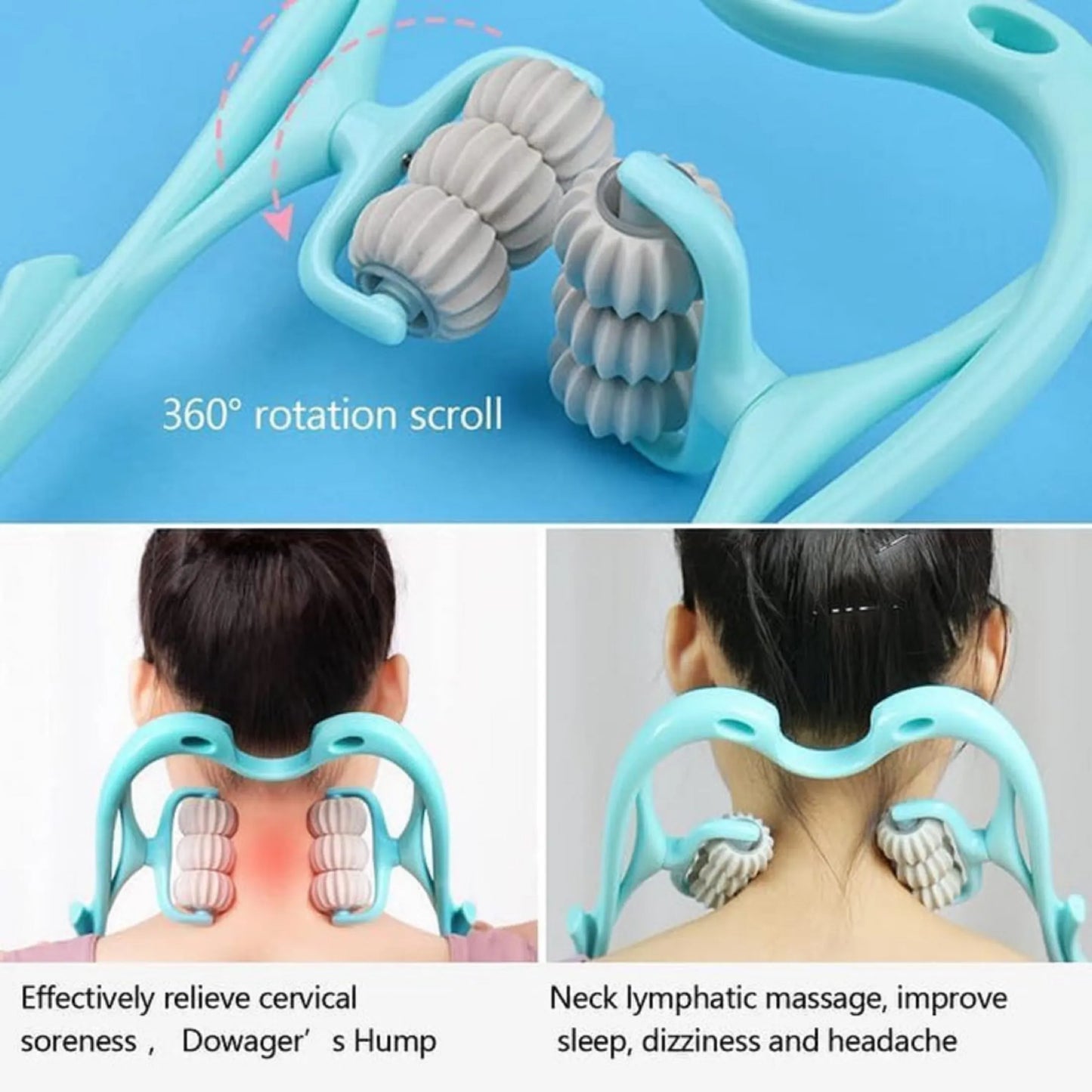 6 Wheel Pressure Point Neck Massager Relieve Neck, Back And Shoulder Pain