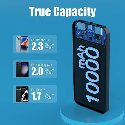 Miady 2-Pack 10000mAh Dual USB Portable Charger, USB-C Fast Charging Power Bank