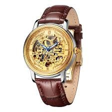 Rolseta® Gold Skeleton Automatic Watch – Luxury Men's Timepiece